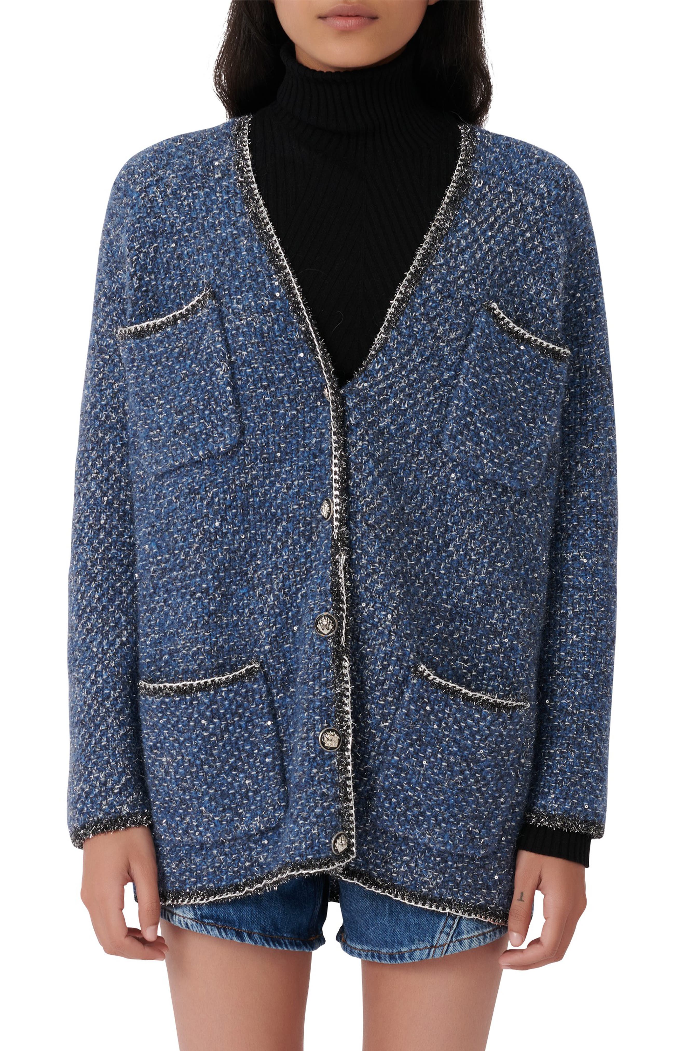 maje tweed cardigan