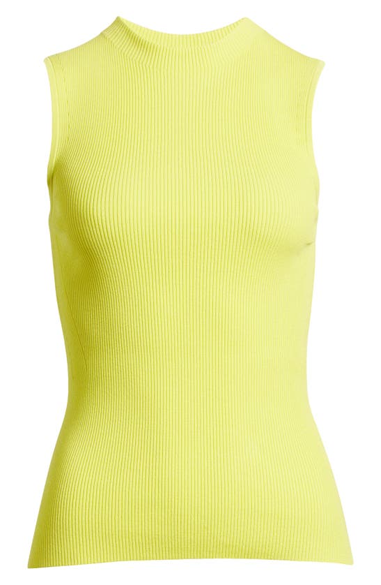 Shop Hugo Boss Feskies Rib Funnel Neck Sleeveless Sweater In Tennis Yellow