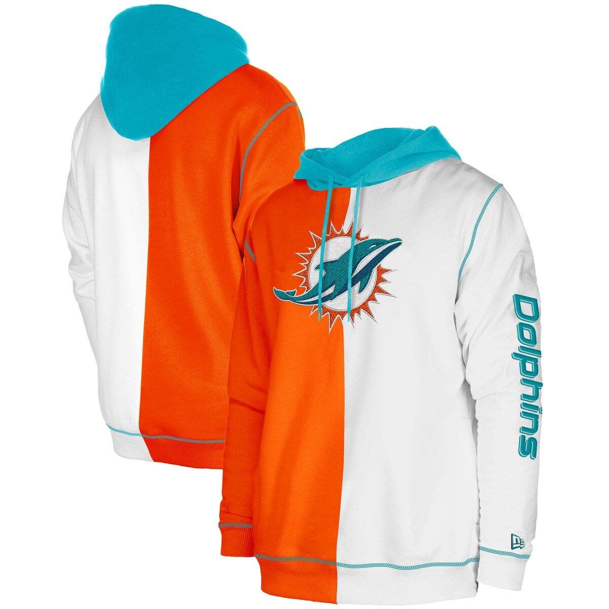New Era Men's New Era Orange/White Miami Dolphins Third Down Split Raglan  Pullover Hoodie | Nordstrom