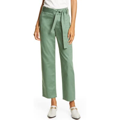 Tibi Crop Cotton Cargo Pants, Green