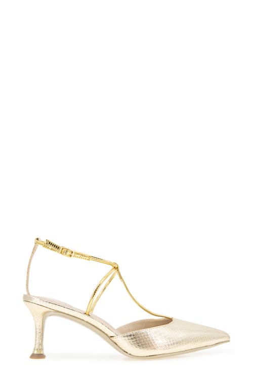 Kenneth Cole Umi Snakeskin Embossed Pointed Toe Pump In Gold Snake