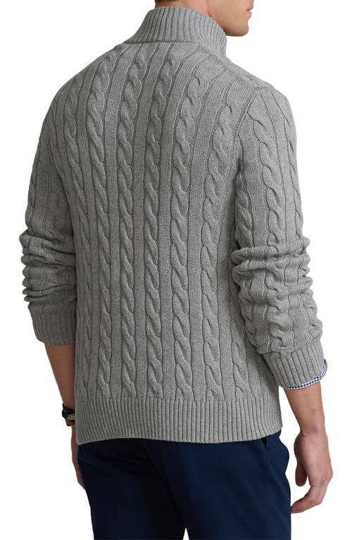 Shop Polo Ralph Lauren Cable Knit Half Zip Cotton Blend Pullover In Fawn Grey Heather