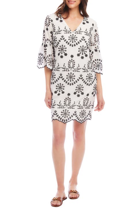 226033 3/4 Bell Sleeve Cover-Up: Rose Meadown Patchwork