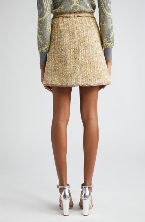 Shop Etro Bouclé Tweed Miniskirt In Beige Multi