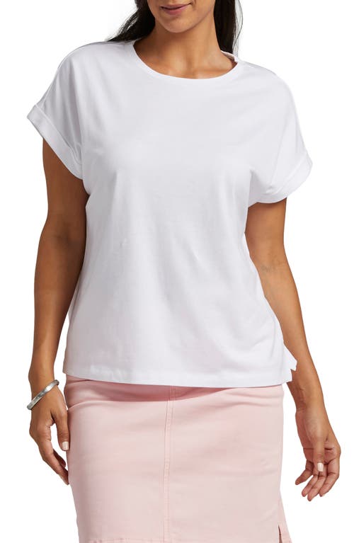 Drapey Cuff Cotton & Modal T-Shirt in White