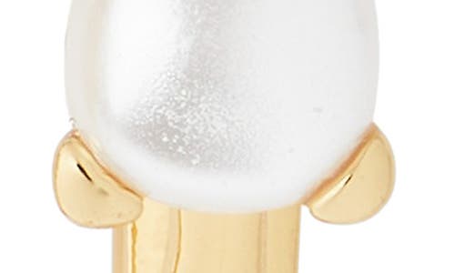 Shop Kate Spade New York Little Luxuries Imitation Pearl Hoop Earrings In Cream/gold