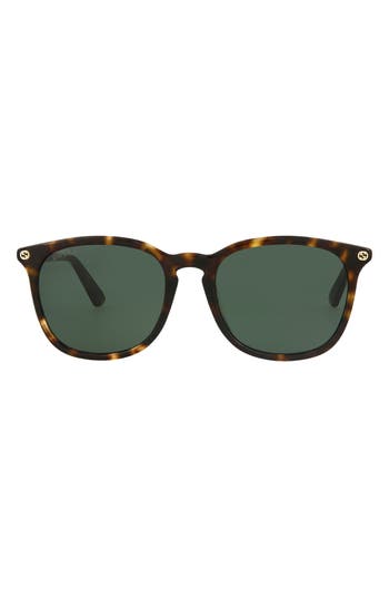 Gucci 53mm Round Oval Sunglasses In Havana Havana Green