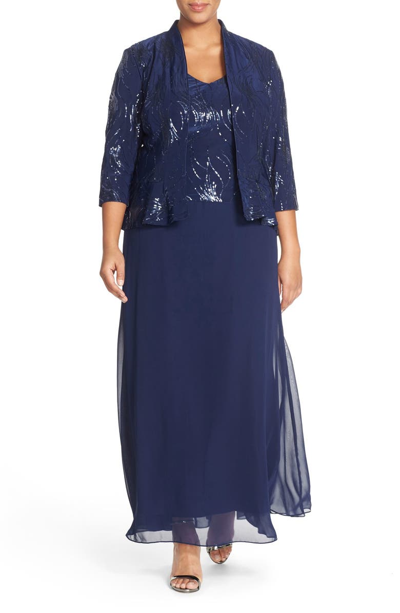 Alex Evening Sequin A-Line Gown with Jacket (Plus Size) | Nordstrom