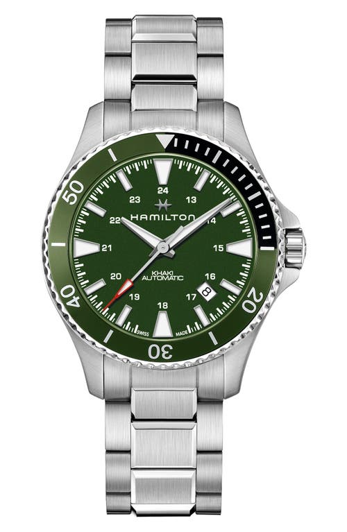 Hamilton Khaki Navy Scuba Automatic Bracelet Watch, 40mm in Green/silver at Nordstrom