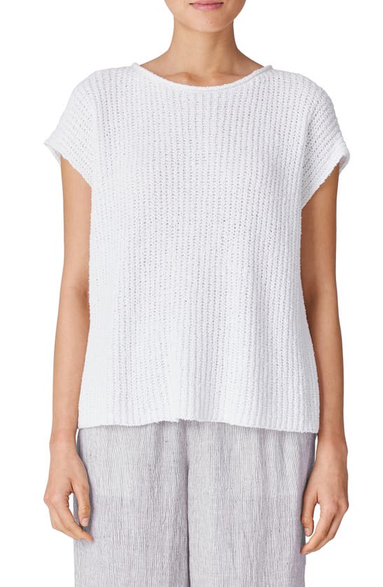 EILEEN FISHER EILEEN FISHER SHORT SLEEVE ORGANIC COTTON SWEATER