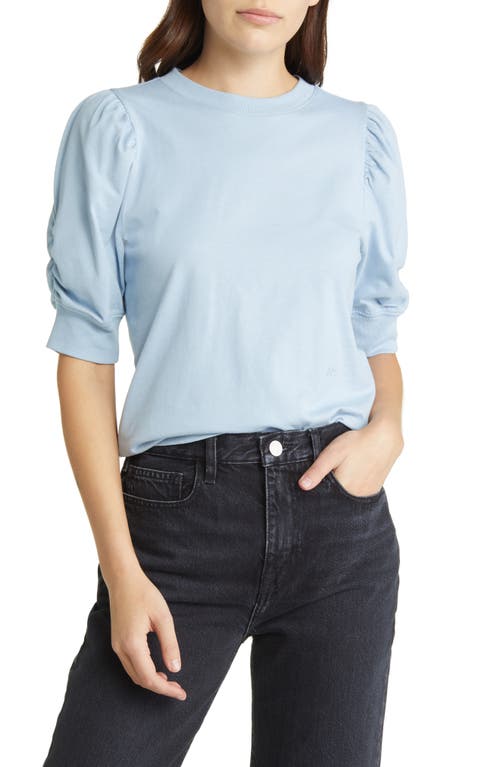 FRAME Frankie Puff Sleeve Cotton Blouse in Chambray Blue