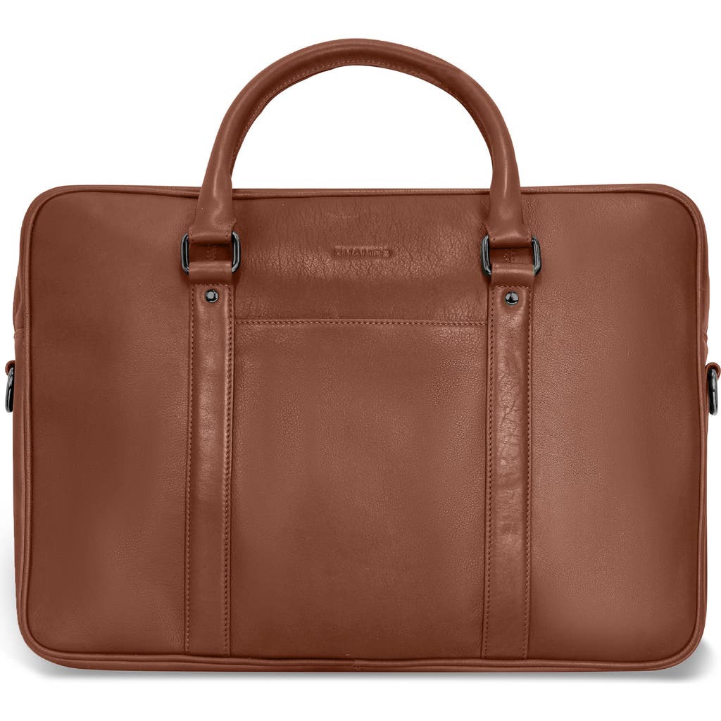 Champs Compact Leather Slim Briefcase In Brown