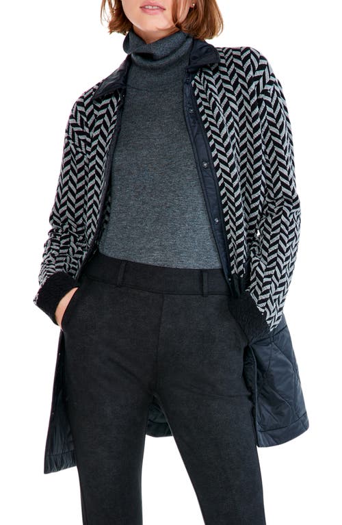 NIC+ZOE Quilted Mix Media Knit Coat in Black Multi