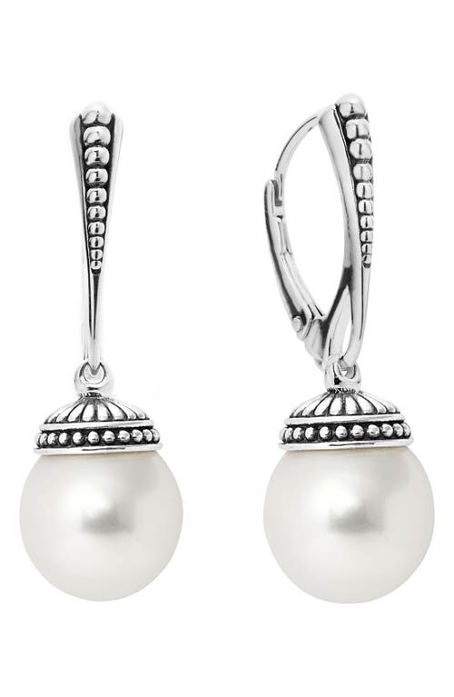 Shop Lagos Luna Freshwater Pearl Drop Earrings In Silver/pearl