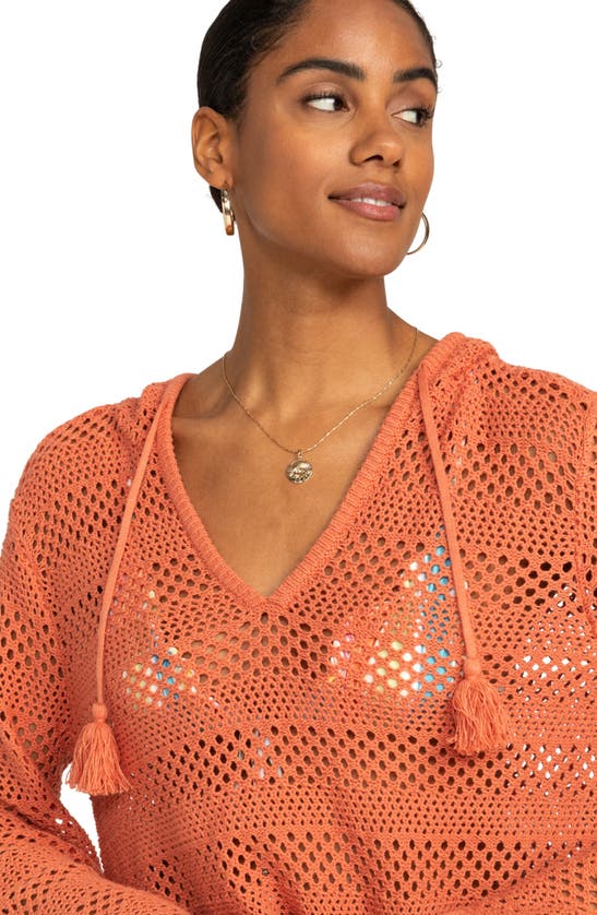 Shop Roxy After Beach Break Ii Cover-up Hoodie Sweater In Apricot Brandy