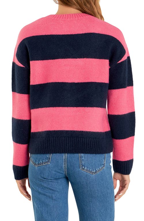 Shop English Factory Bold Stripe Crewneck Sweater In Pink/navy