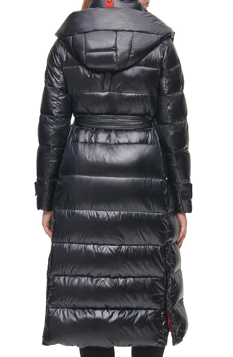 Karl Lagerfeld Paris Contrast Belted Longline Down & Feather Fill ...