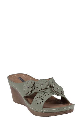 Shop Good Choice New York Miller Platform Wedge Slide Sandal In Green