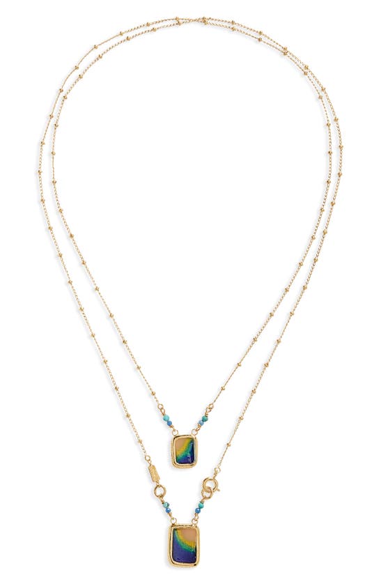 Gas Bijoux Scapulaire Layered Necklace In Blue Yellow Mix