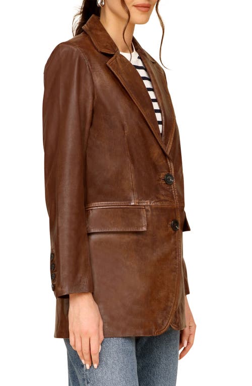 Shop Avec Les Filles Oversize Leather Blazer In Vintage Brown