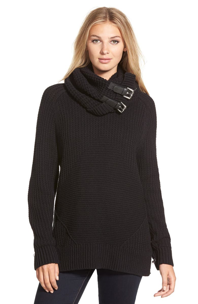 MICHAEL Michael Kors Sweater with Removable Buckle Tab Cowl | Nordstrom