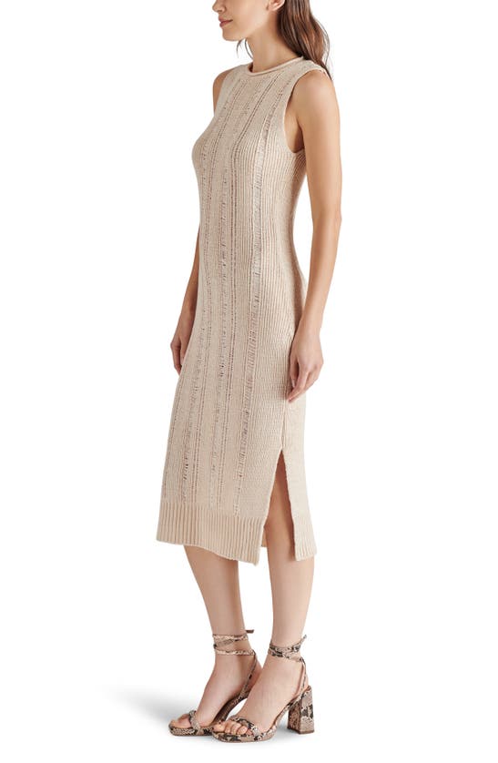 Shop Steve Madden Amirah Open Stitch Sleeveless Sweater Dress In Oatmeal