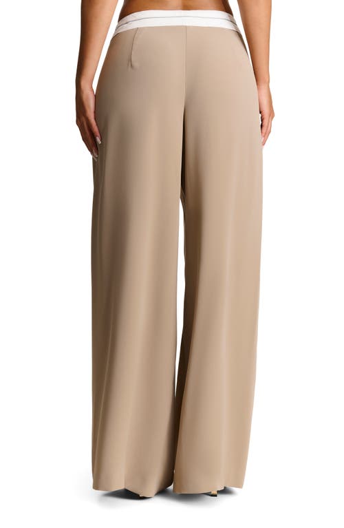 Naked Wardrobe Foldover Waist Wide Leg Trousers In Latte