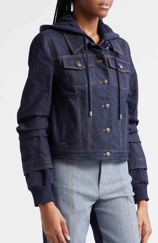 Shop Cinq À Sept Jess Hooded Denim Jacket In Indigo