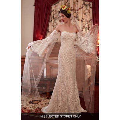 Willowby Burnet Strapless Lace Gown, Size - Ivory