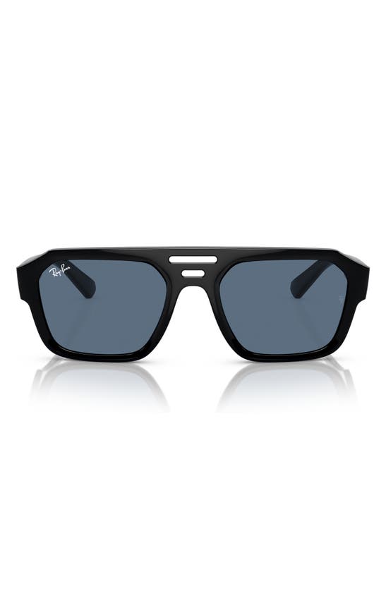 Ray Ban Corrigan Irregular 54mm Rectangular Sunglasses In Black Blue
