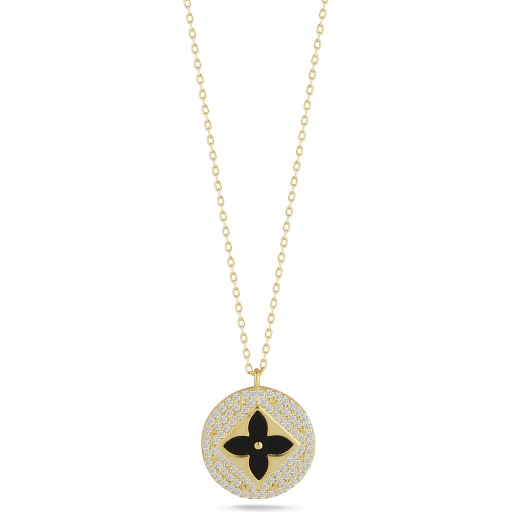 Sphera Milano Clover Pendant Necklace In Gold/black