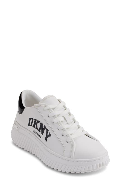 Dkny Logo Sneaker In Bright White/blue