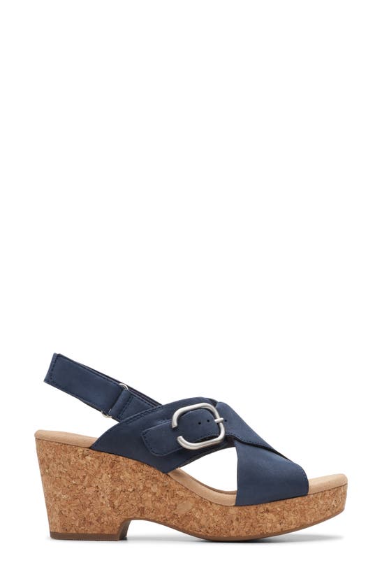 Shop Clarks ® Giselle Dove Platform Sandal In Navy Nubuck