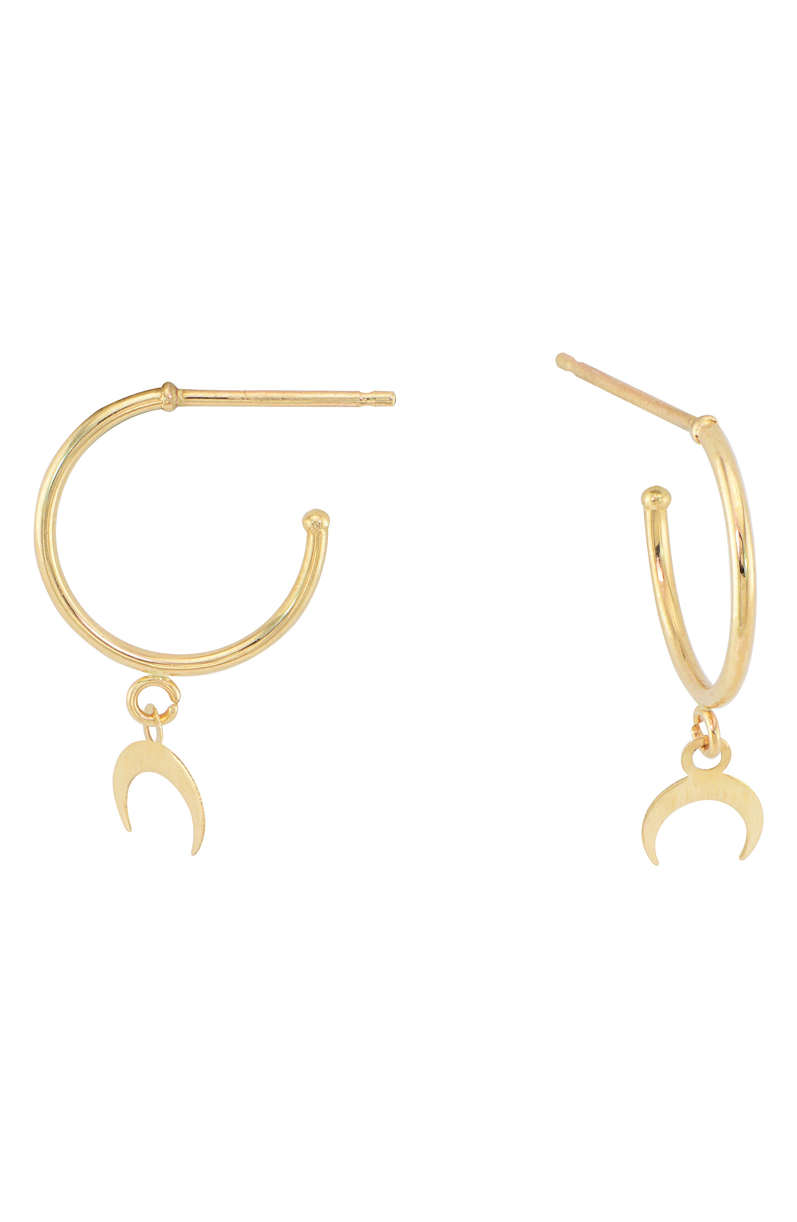 CANDELA JEWELRY 14K Gold Horn Charm Hoop Earrings Nordstromrack