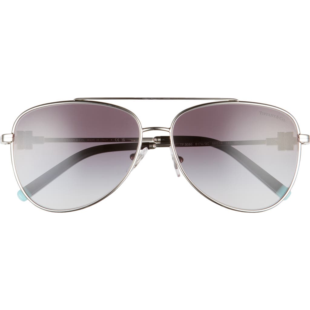 Tiffany & Co . 59mm Pilot Sunglasses In Silver/grey Gradient