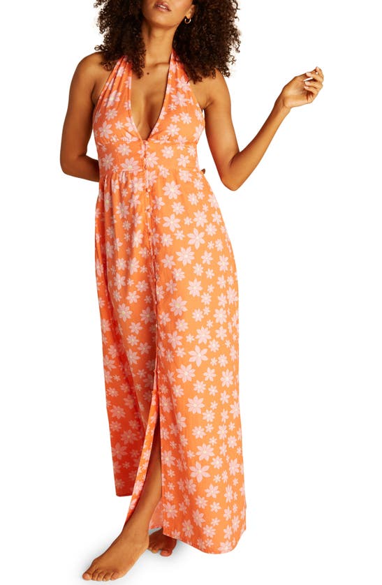 Billabong X Wrangler Hung Up Floral Cotton & Linen Maxi Dress In Fireside |  ModeSens