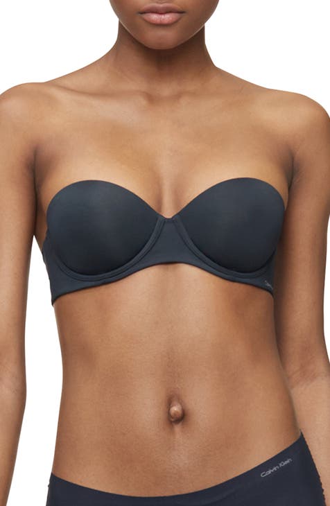 Calvin Klein Spotted Floral Lace Plunge Push-Up Bra (Black, 32 B