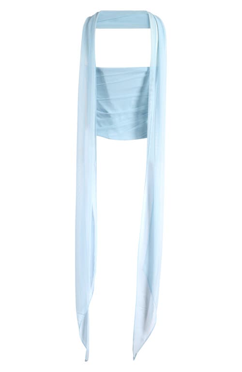 House Of Cb Hallie Corset Mesh Halter Top In Skyride