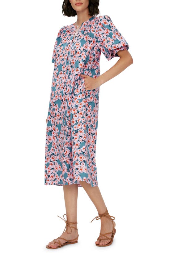 Shop Diane Von Furstenberg Laena Floral Stretch Cotton Blend Dress In Vintage Daisies Sm Pink