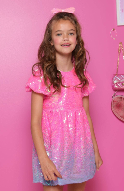 Shop Lola + The Boys Bubble Gum Shimmer Sequin Dress In Multicolor