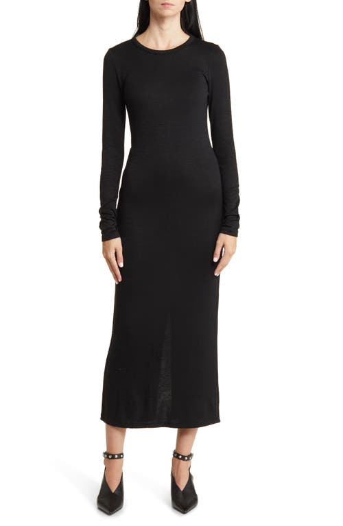 The Knit Long Sleeve Maxi Dress in Black