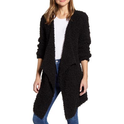 1.state Drape Front Poodle Cardigan, Black