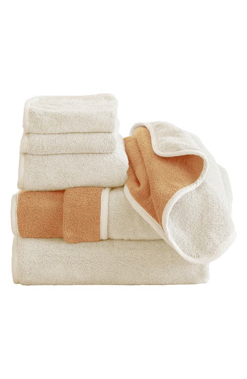Shop Woven & Weft 4-pack Two-tone Cotton Towels In Ivory/ochre