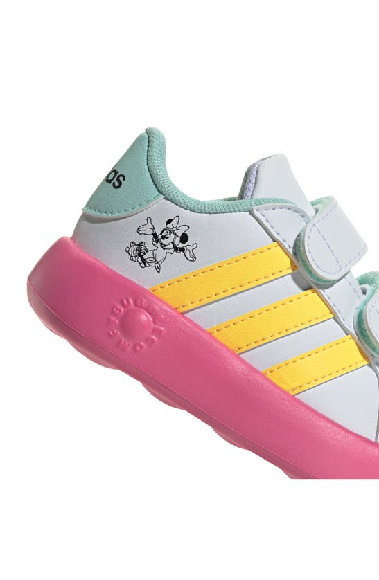 Shop Adidas Originals X Disney® Kids' Minnie Mouse Grandcourt Sneaker In White/ Spark/ Pulse Magenta