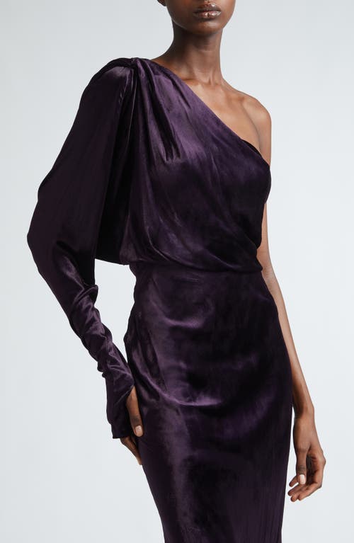 Shop Zimmermann Illustration Asymmetric Satin One-shoulder Gown In Aubergine