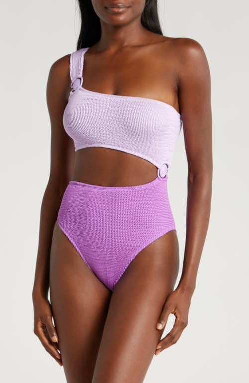 Shop Cleonie Cutout One-shoulder One-piece Swimsuit In Lilac Violet