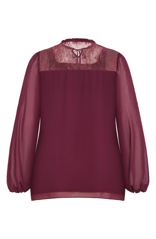 Shop City Chic Greta Lace Trim Top In Plum