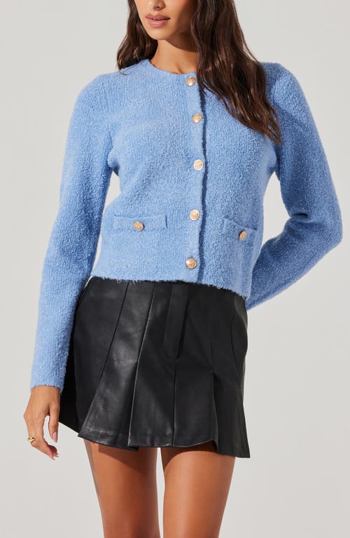 Shop Astr The Label Teddy Cardigan In Blue