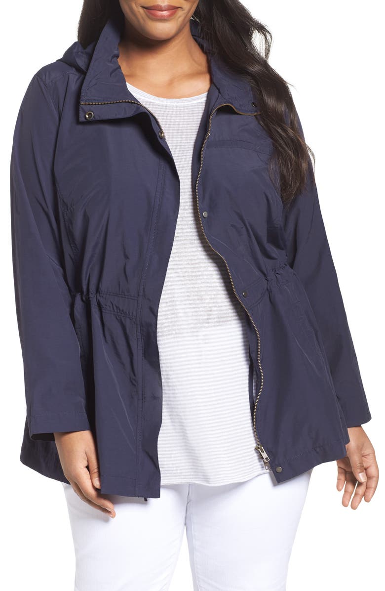 Eileen Fisher Lightweight Organic Cotton & Nylon Stand Collar Jacket ...
