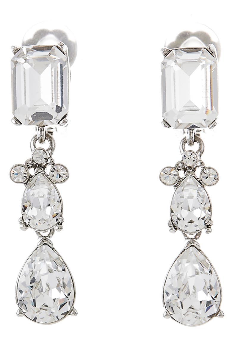 OSCAR DE LA RENTA Small Classic Crystal Drop Earrings, Main, color, CRYSTAL